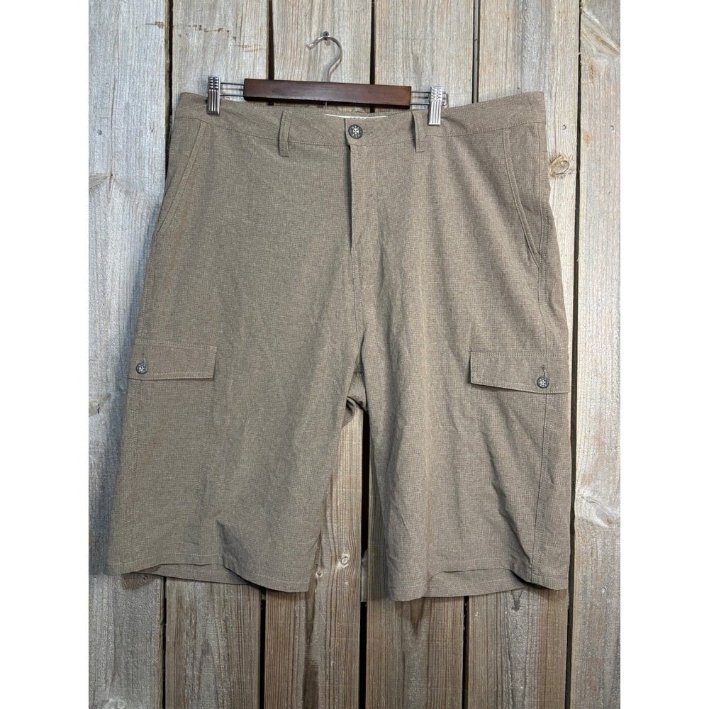 BKE Hybrid Standard Fit Cargo Shorts Mens 38 Khaki Brown TS001543M Stretch